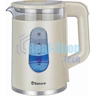 Чайник электрический Sakura SA-2735W 2,0л,стекло/пластик,белый