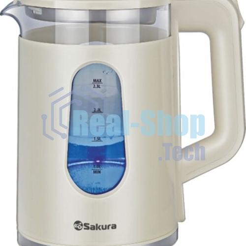 Чайник электрический Sakura SA-2735W 2,0л,стекло/пластик,белый