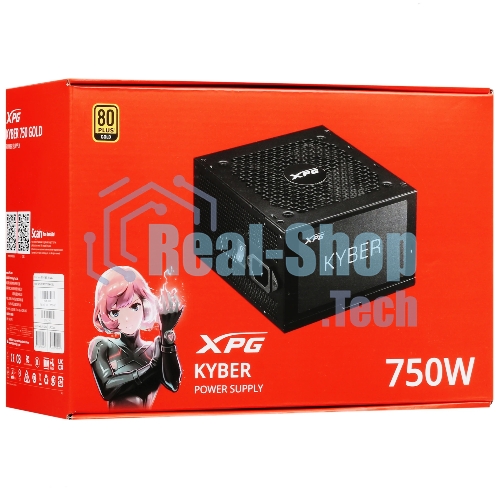 Блок питания ADATA XPG KYBER 750 (KYBER750G-BKCEU), 750Вт, 80 PLUS Gold, 120мм, черный