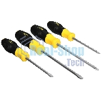 Набор отверток Deli DL630004N 4шт SL5x100 + SL6x150 + PH1x100 + PH2x150 сталь Cr-V, двухкомпонентная прорезиненная рукоять