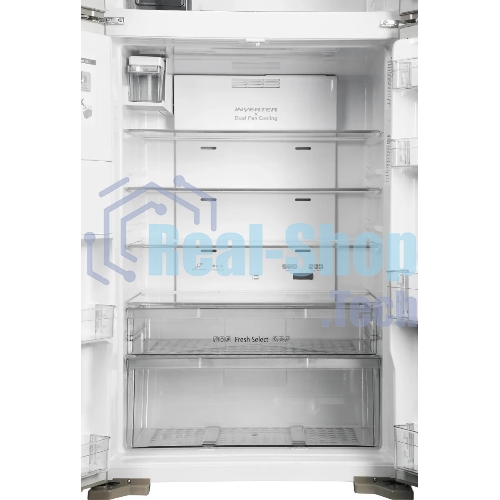 Холодильник Hitachi R-W660PUC7X GC шампань стекло двухкамерный 396/144л морозилка сверху, No Frost, Side by Side