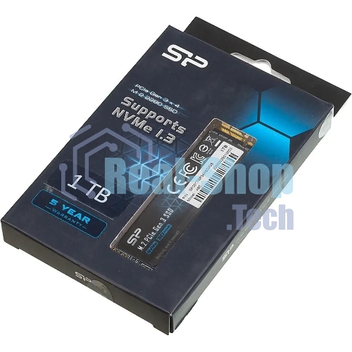 Накопитель SSD Silicon Power P34A60, 1Tb, PCIe 3.0 x4, M.2 2280, NVMe, R/W 2200/1600