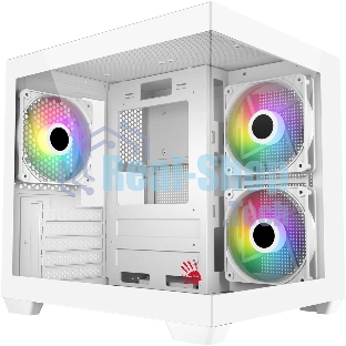 Компьютерный корпус Bloody CC-121 белый без БП mATX 7x120мм 1xUSB2.0 1xUSB3.0 audio