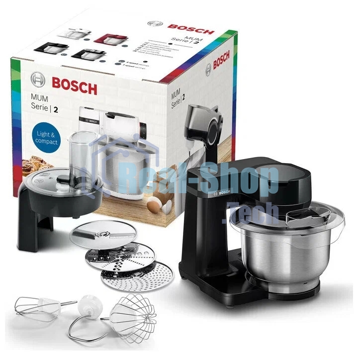 Кухонный комбайн Bosch MUMS2EB01, 700 Вт, 4 скорости, металл чаша 3,8 л, черный