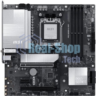 Материнская плата MSI PRO B850M-A WIFI, AM5, AMD B850, 4xDDR5, 4xSATA, 2xM.2, 1xPCIe 5.0 x16, 1xPCIe 4.0 x4, 1xPCIe 3.0 x1, 1xHDMI (v2.1), 1xDP (v1.4), 1x5Gb LAN, Wi-Fi 7, Bluetooth 5.4, 2xUSB-C 10Gbps, 3xUSB-A 10Gbps, 3xUSB-A 5Gbps, 2x3.5 мм, 7.1, mATX