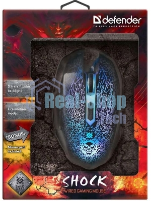 Мышь проводная Defender Shock GM-110L черный, 3200 dpi, USB, кнопки - 6