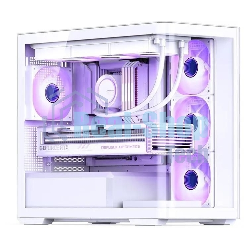 Корпус без блока питания JONSBO D300, Mini-Tower, TG, no fan, 2xUSB-A 3.2 + 1xUSB-C 3.2, mATX, mITX White
