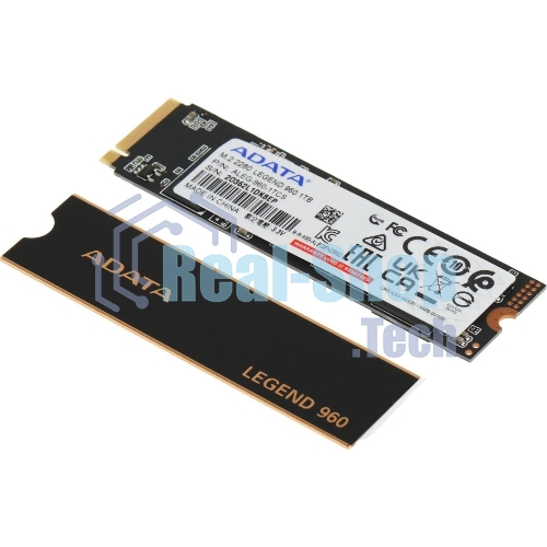 Накопитель SSD ADATA LEGEND 960, 1Tb, PCIe 4.0 x4, M.2 2280, NVMe, R/W 7400/6000, с радиатором