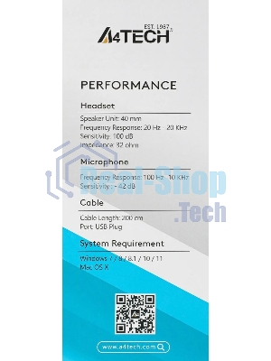 Гарнитура A4Tech Fstyler FH100U чёрный, проводная