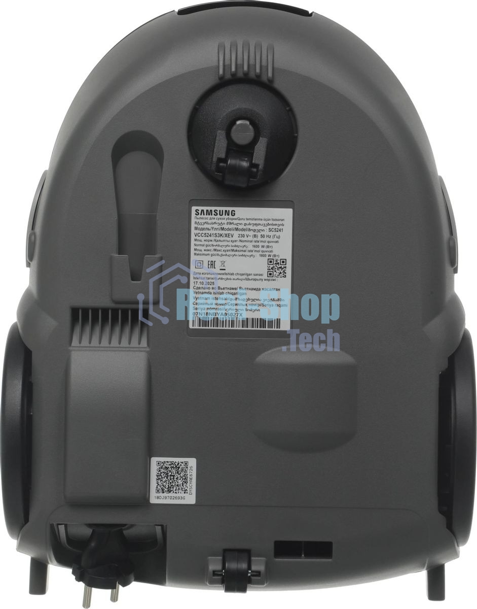 Пылесос Samsung VCC5241S3K/XEV черный/серый, 410/1800 Вт, уборка сухая, пылесборник мешок 2.4 л