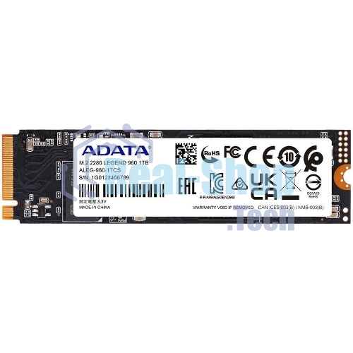 Накопитель SSD ADATA LEGEND 960, 1Tb, PCIe 4.0 x4, M.2 2280, NVMe, R/W 7400/6000, с радиатором