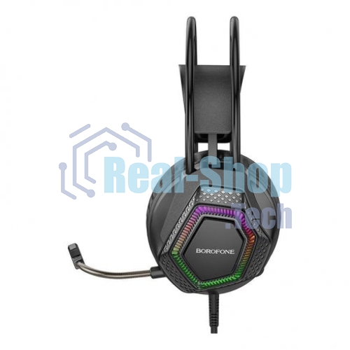 Проводные наушники Borofone BO105 Thunder черный, полноразмерные, RGB-подсветка