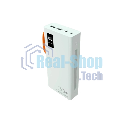 Портативный аккумулятор More choice (4620202550552) PB22-20 с кабелем 2USB 2.1A - 20000mAh белый