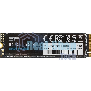 Накопитель SSD Silicon Power P34A60, 1Tb, PCIe 3.0 x4, M.2 2280, NVMe, R/W 2200/1600