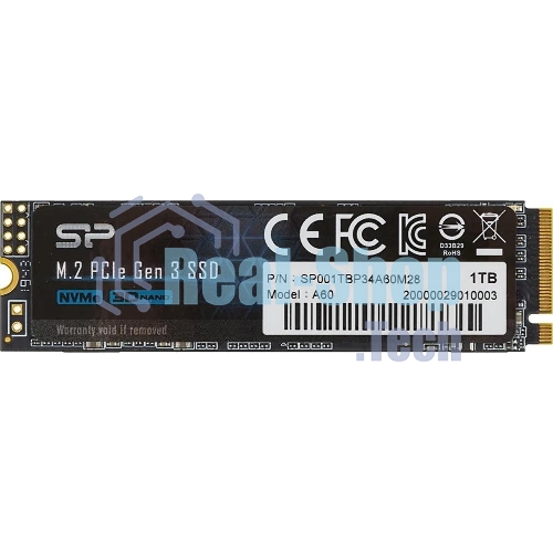 Накопитель SSD Silicon Power P34A60, 1Tb, PCIe 3.0 x4, M.2 2280, NVMe, R/W 2200/1600