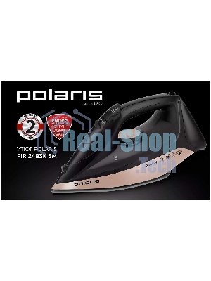 Утюг Polaris PIR-2483К черный/золотой, 2400 Вт, 50 г/мин, 175 г/мин, 300 мл