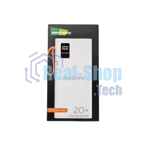 Портативный аккумулятор More choice (4620202550552) PB22-20 с кабелем 2USB 2.1A - 20000mAh белый