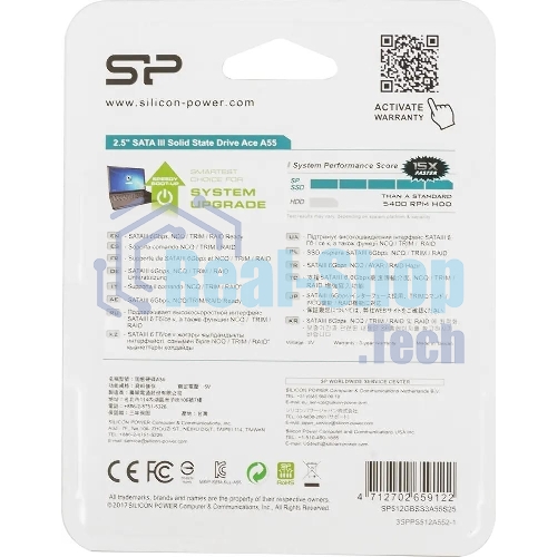 Накопитель SSD Silicon Power Ace A55, 512Gb, SATA III, 2.5