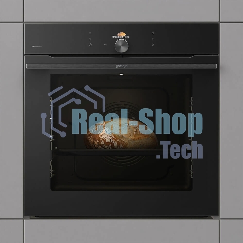 Встраиваемая электрическая духовка Gorenje BP6138B, объем 77 л, макс. температура 320 градусов, сенсорное/поворотное управление, Wi-Fi, пиролитическая очистка, телескопические направляющие на одном уровне, термощуп, AirFry, автоматические программы, динамическая система охлаждения, многоуровневое приготовление, PerfectGrill, энергоэффективность А+, черный