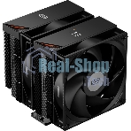 Кулер для процессора PCCooler RT620 Digital BK (250W, 4-pin PWM, LED temp., 157mm, 6x6mm, 2x120мм, 73.32CFM, 34.9dBA, 2200RPM, S: 1851/1700/1200/115X, AM5/AM4, черный)
