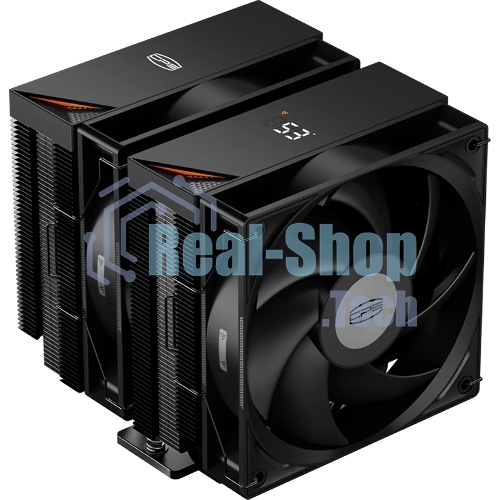 Кулер для процессора PCCooler RT620 Digital BK (250W, 4-pin PWM, LED temp., 157mm, 6x6mm, 2x120мм, 73.32CFM, 34.9dBA, 2200RPM, S: 1851/1700/1200/115X, AM5/AM4, черный)