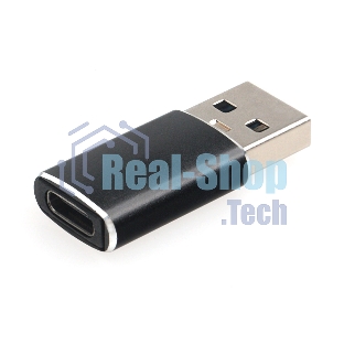 Переходник USB3.1 Cablexpert A-USB3.1-AMCF, AM/Type-C(F), 5 Гбит/с, QC3.0, метал.корпус, Pro, черный, пакет