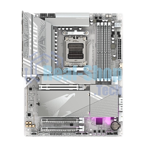 Материнская плата Gigabyte X870 AORUS ELITE WIFI7 ICE, AM5, AMD X870, 4xDDR5, 4xSATA, 4xM.2, 1xPCI-E 5.0 x16, 1xPCI-E 4.0 x4, 1xPCI-E 3.0 x2, 1xHDMI, 1x 2.5Gb LAN, 2xUSB-C 4.0, 2xUSB 3.2 Gen 2, 4xUSB 3.2 Gen 1, 4xUSB 2.0, 2x3.5 мм, 7.1, ATX