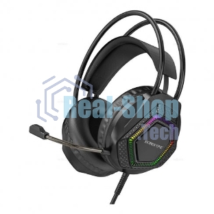 Проводные наушники Borofone BO105 Thunder черный, полноразмерные, RGB-подсветка
