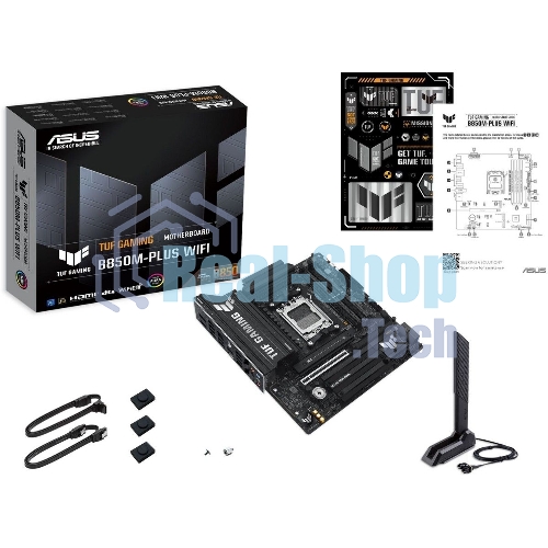 Материнская плата ASUS TUF GAMING B850M-PLUS WIFI, AM5, AMD B850, 4xDDR5, 4xSATA, 3xM.2, 1xPCIe 4.0 x16, 1xHDMI, 1xDP, 1x 2.5Gb LAN, 1xUSB-C 20Gbps, 3xUSB-A 10Gbps, 4xUSB-A 5Gbps, 4xUSB-A 2.0, 7.1, micro-ATX