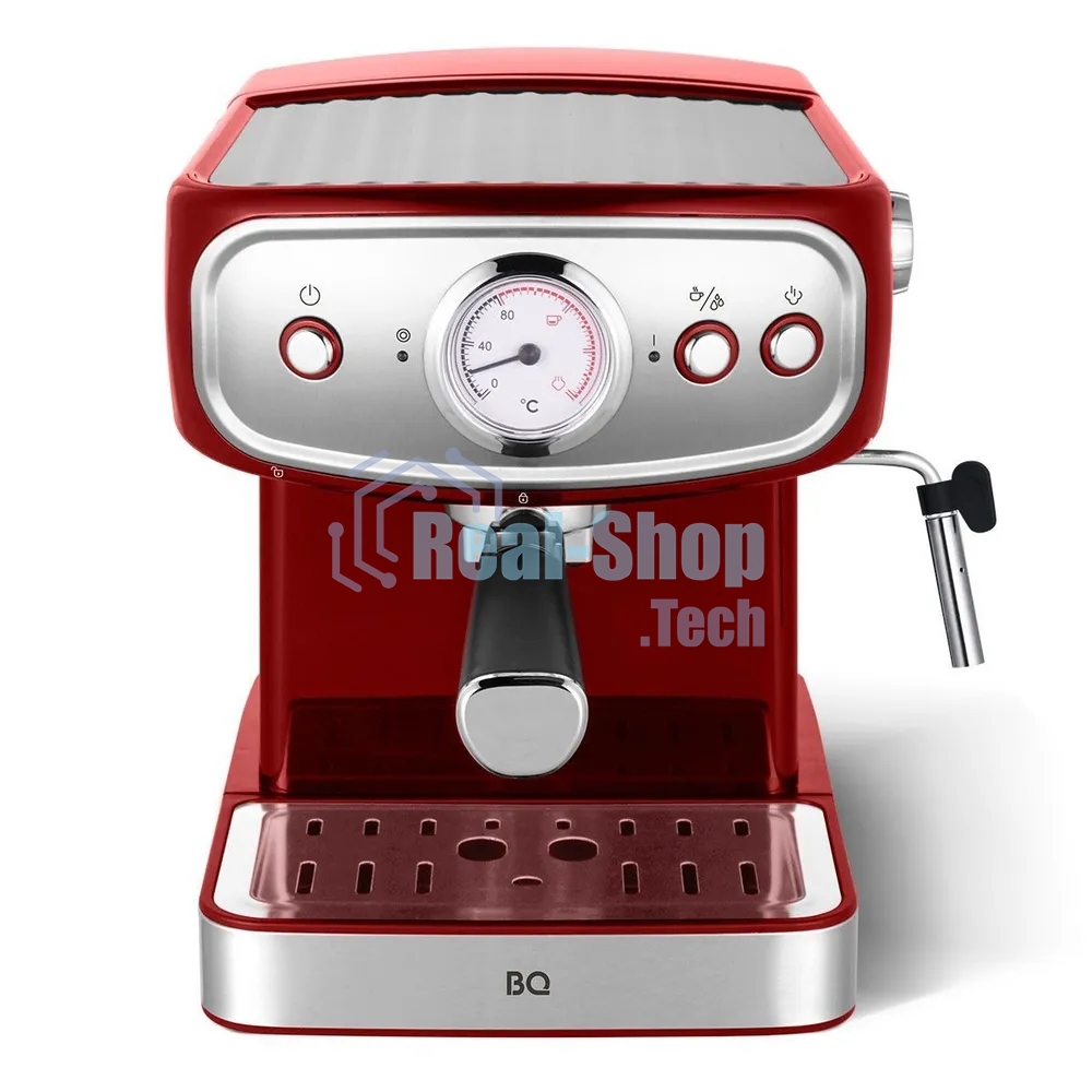 Кофеварка рожковая BQ CM1006 красный-стальной, исп. кофе - молотый, 1,5 л, 850 Вт, 15 бар