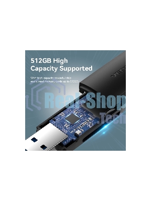 Кард-ридер Vention CLGB0/черный/SD,SDHC,SDXC,TF,micro-SD,micro-SDXC,miсro-SDHC/USB 3.0/пластик