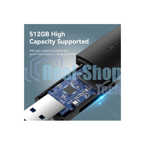 Кард-ридер Vention CLGB0/черный/SD,SDHC,SDXC,TF,micro-SD,micro-SDXC,miсro-SDHC/USB 3.0/пластик