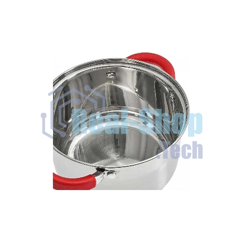 Кастрюля WEBBER BE-340/2 2,2 л, 16 см, нержавеющая сталь, индукция, со стеклянной крышкой