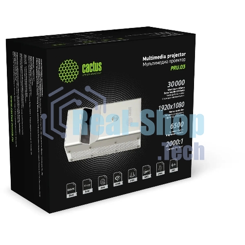Проектор Cactus CS-PRU.03B.WUXGA-A DLP 6500Lm (1920x1080) 2000:1 ресурс лампы:30000часов 1xUSB typeA 1xHDMI 1.5кг