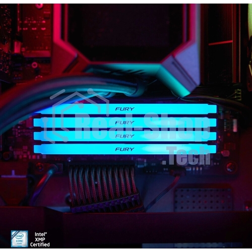 Оперативная память Kingston Fury Beast, DDR4, 16GB (2x8GB), 3600MHz, CL17, DIMM, с радиаторами, RGB, черный