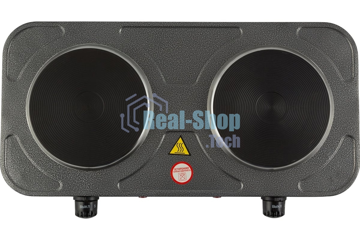 Плита настольная электрическая Homestar HS-1104 серый, 2 кВт, ТЭН, конфорки - 2, эмаль, поворотные переключатели