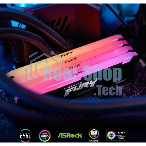 Оперативная память Kingston Fury Beast, DDR4, 16GB (2x8GB), 3600MHz, CL17, DIMM, с радиаторами, RGB, черный
