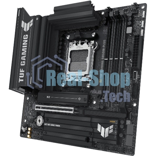 Материнская плата ASUS TUF Gaming B850M-Plus, AM5, AMD B850, 4xDDR5, 4xSATA, 3xM.2, 1xPCIe 5.0 x16, 1xPCIe 4.0 x4, 1xPCIe x1, 1xDP, 1xHDMI, 1x2.5Gb LAN, 4xUSB 2.0, 4xUSB 3.2 Gen 1, 3xUSB 3.2 Gen 2, 1xUSB-C, 3x3.5 мм, 7.1, mATX