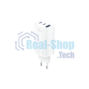 Сетевое зарядное устройство OLMIO 2Type-C/USB, 65W, 6A, QuickCharge3.0, PowerDelivery3.0, GAN