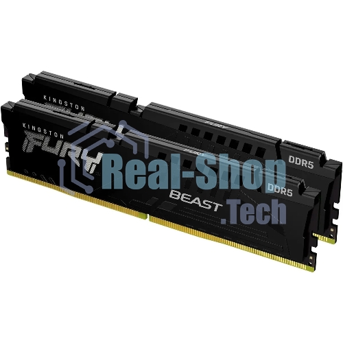 Оперативная память Kingston Fury Beast, DDR5, 32GB (2x16GB), 5600MHz, CL36, DIMM, с радиаторами, черный