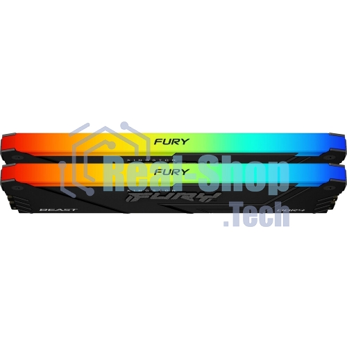 Оперативная память Kingston Fury Beast, DDR4, 16GB (2x8GB), 3600MHz, CL17, DIMM, с радиаторами, RGB, черный