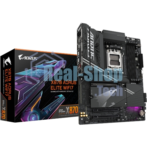 Материнская плата Gigabyte X870 AORUS ELITE WIFI7, AM5, AMD X870, 4xDDR5, 4xSATA, 4xM.2, 1xPCI-E 5.0 x16, 1xPCI-E 4.0 x4, 1xPCI-E 3.0 x2, 1xHDMI, 1x 2.5Gb LAN, 4xUSB-A 3.2 Gen 1, 2xUSB-A 3.2 Gen 2, 4xUSB-A 2.0, 2xUSB-C 4.0, 2x3.5 мм, 7.1, ATX