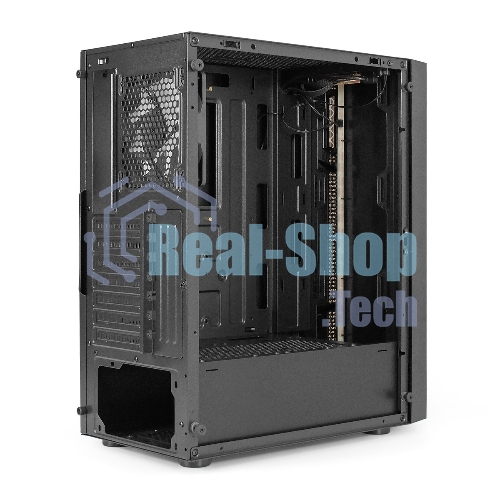 Компьютерный корпус Miditower ExeGate EVO-9211 (ATX, без БП, с окном, 2хUSB+1хUSB 3.0, HD аудио, черный, 1 вент. с RGb подсветкой)