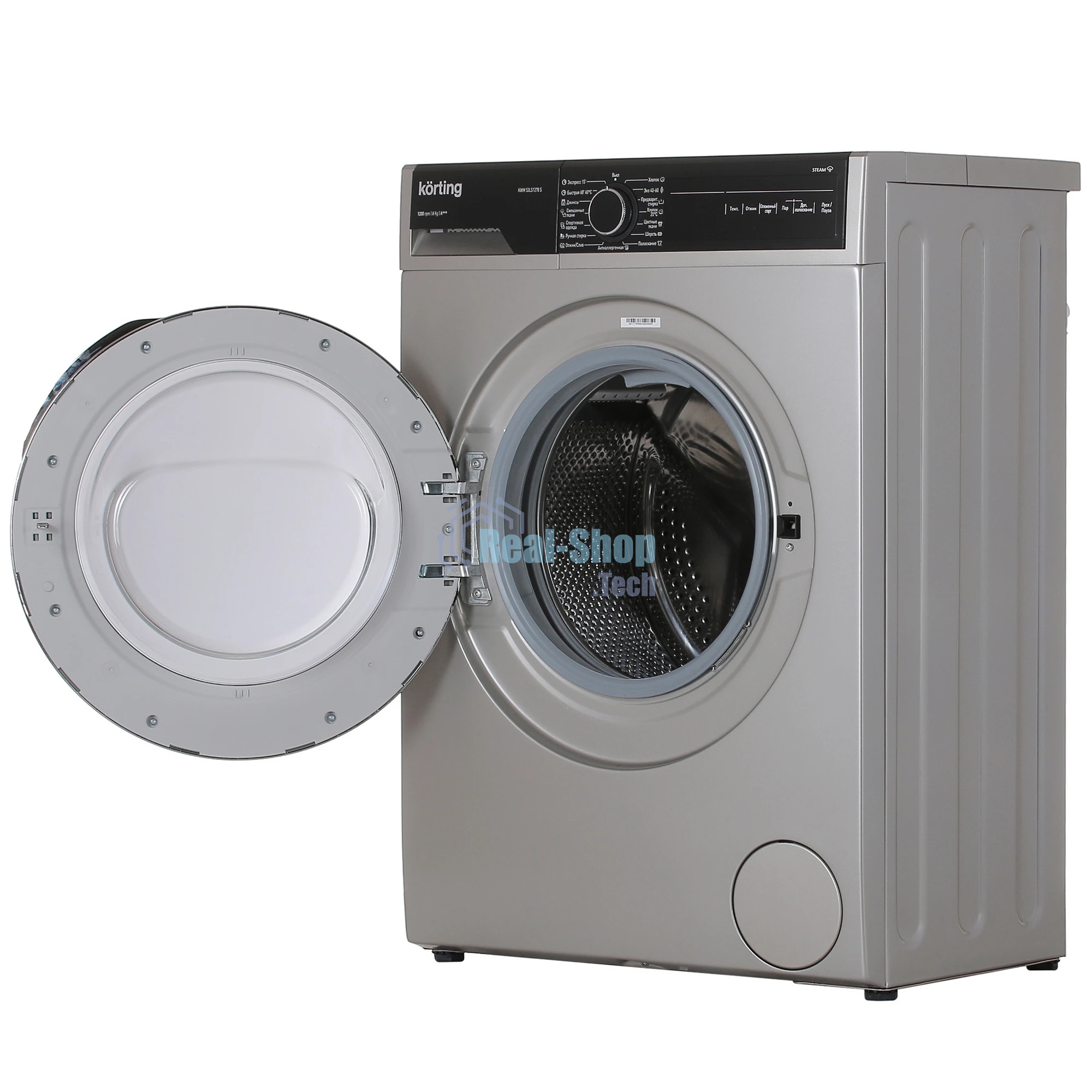 Стиральная машина Korting KWM 53LS1278 S серебристый, загрузка фронтальная 6кг, 1200 об/мин., класс: A+++