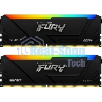 Оперативная память Kingston Fury Beast, DDR4, 16GB (2x8GB), 3600MHz, CL17, DIMM, с радиаторами, RGB, черный