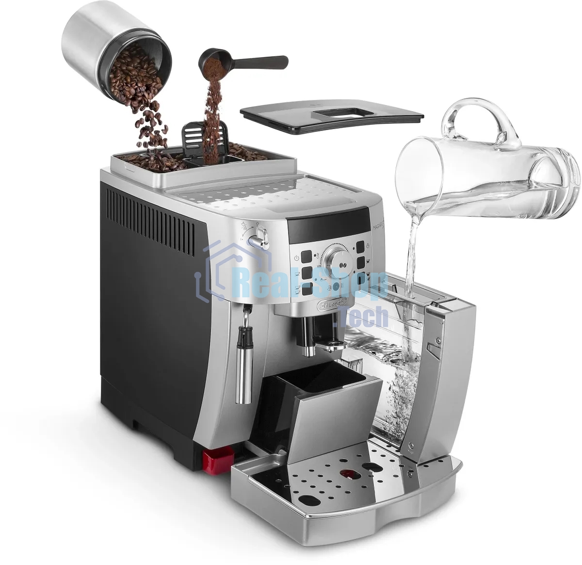 Кофемашина автоматическая DeLonghi ECAM 22.110.SB серебристый, исп. кофе - молотый/зерновой, 1.8 л, 1450 Вт, 15 Бар.