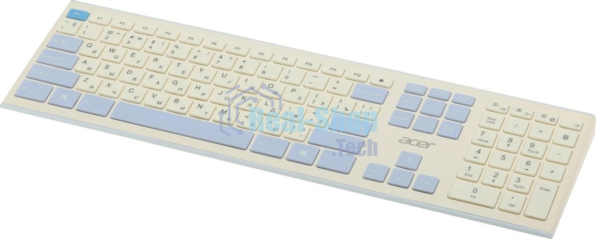 Комплект клавиатура + мышь Acer OCC205 беспроводной USB, 1200 dpi, белый/голубой
