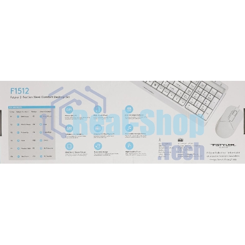 Комплект клавиатура+мышь A4Tech FStyler F1512 проводной, USB, 1200 DPI, белый