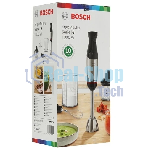 Блендер погружной Bosch MSM6M622 черный, 1000 Вт, плавная регулировка, турбо