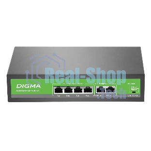 Коммутатор Digma DSP204F-2F-T80 V1, 6×100 Мбит/с, неуправляемый